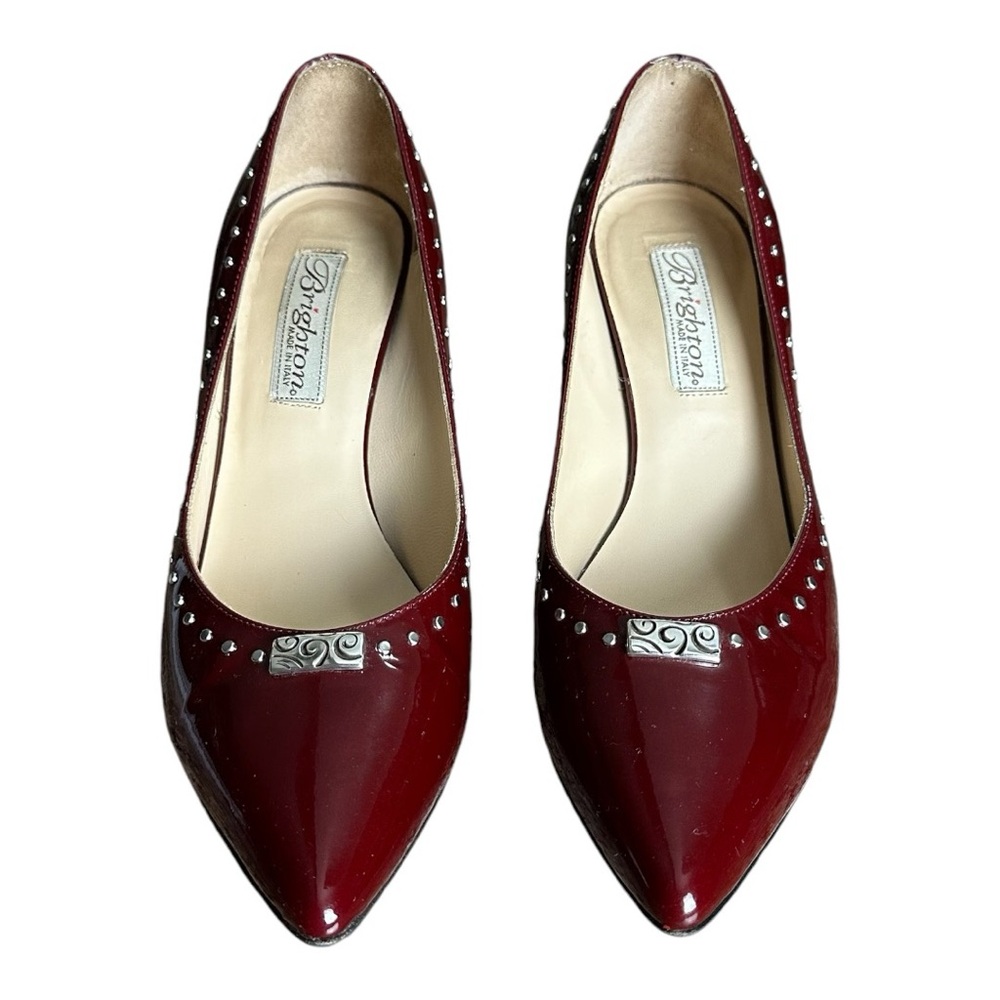 Brighton Patent Leather Young Studded Heels Red Size 7